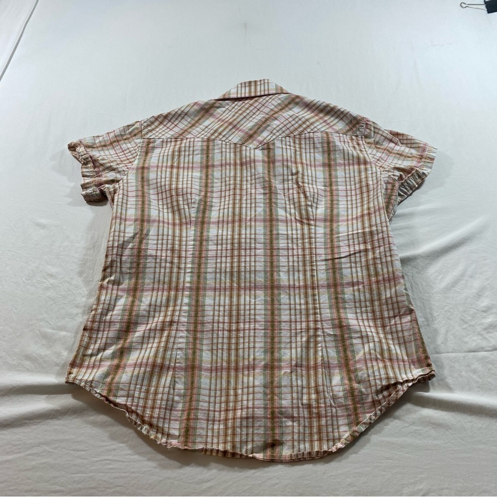 Panhandle Plaid Short Sleeve Shirt women’s Large Pearl snap button down shirt - Picture 5 of 5
